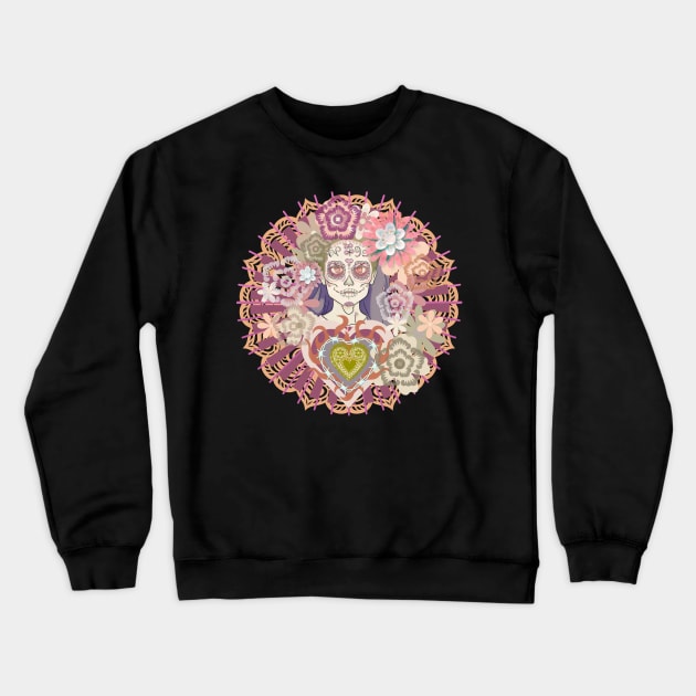 Z- Girl: Dreams of La Catrina. Digital Collage No. 9 Flaming Barbed Heart Variation Crewneck Sweatshirt by SwagOMart